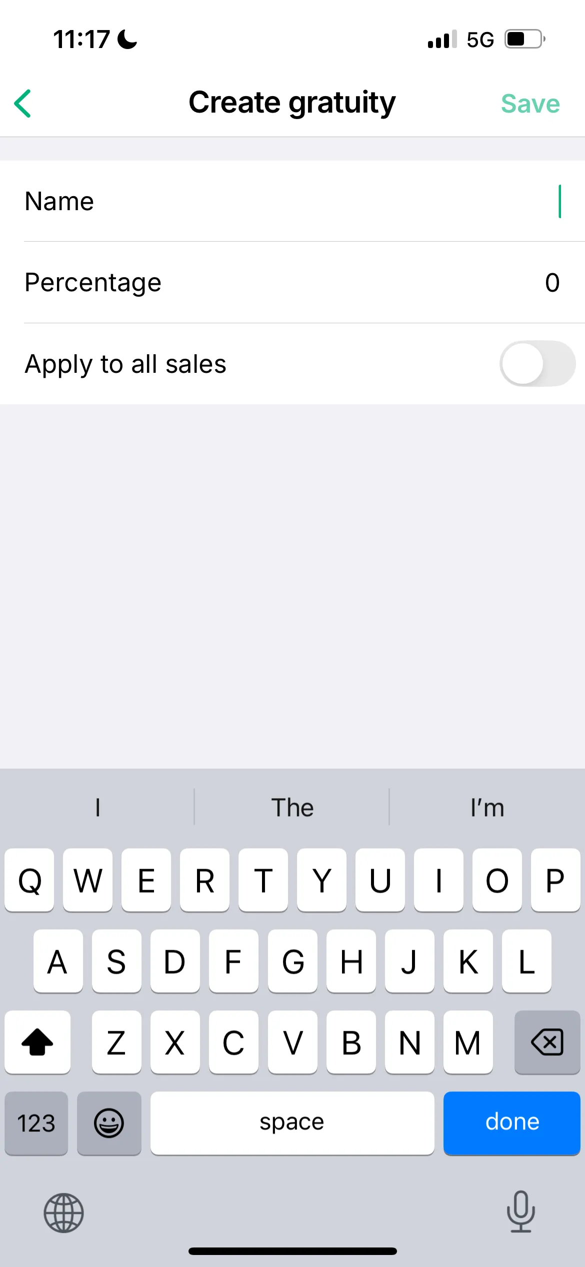 Creating gratuity in the Tebi App