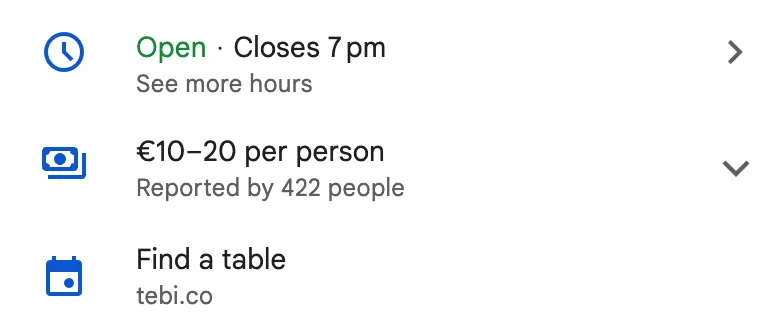 Fill in "Find a table" option with your Tebi Reservations share link